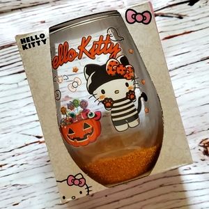🆕️ SANRIO HELLO KITTY HALLOWEEN TEAR DROP GLITTER GLASS 🎃